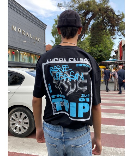 ManOffcl backprint Rave Season siyah T-shirt