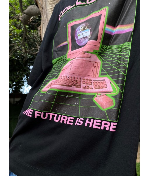 The Future is Here siyah print T-shirt