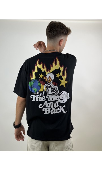 The Moon and back backprint black t-shirt