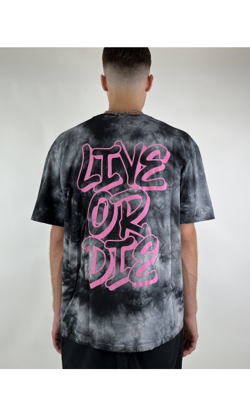Live or Die Tie-Dye black&gray t-shirt