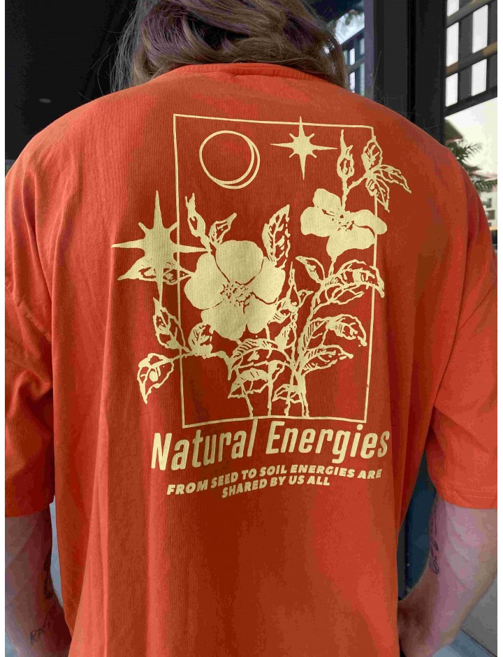 Turuncu Escapology Naturel Energies Flower Oversize Erkek Kadın Tişört